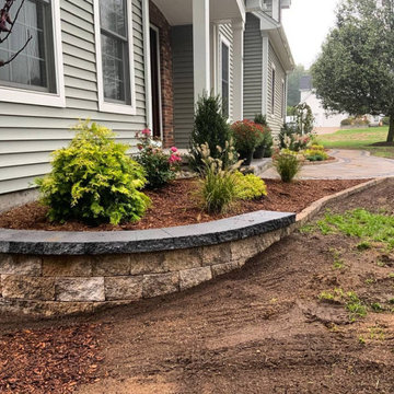 Walkway, Retaining Wall & A Raised Flower Bed For A Flag Pole