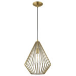 Livex Lighting - Livex Lighting 41325-01 Geometric Shade - 11.5" One Light Mini Pendant - The stunning dimension make this contemporary miniGeometric Shade 11.5 Antique Brass Antiqu *UL Approved: YES Energy Star Qualified: n/a ADA Certified: n/a  *Number of Lights: Lamp: 1-*Wattage:60w Medium Base bulb(s) *Bulb Included:No *Bulb Type:Medium Base *Finish Type:Antique Brass