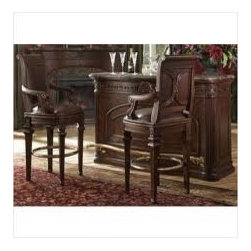AICO Furniture - Villagio Bar with Marble Top Set in Hazelnut - 58504/58500 - Fabric