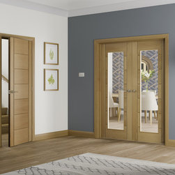 Palermo Oak Rebated Pair with Clear Glass - Internal Doors