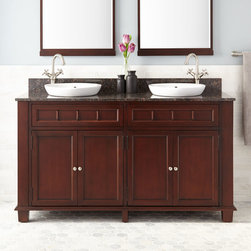 60" BRODEN DOUBLE VANITY FOR SEMI-RECESSED SINKS - MAHOGANY - Bathroom Vanities And Sink Consoles
