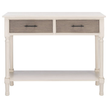 Holly 2 Drawer Console Table Distressed White/Greige
