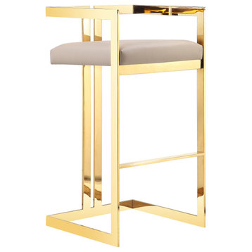 Kenzie Bar Stool Gold/Sand Faux Leather