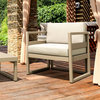 Mykonos Patio Club Chair Taupe With Acrylic Fabric Natural Cushion