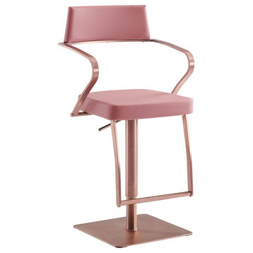Harbor Adjustable Bar Stool In Dusty Pink Pu-Leather