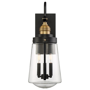 Macauley 3-Light Outdoor Wall Lantern in Vintage Black w/Warm Brass (5-2068-51)