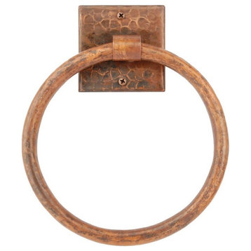 7" Hand Copper Towel Ring, 7"