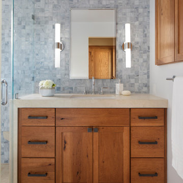 Bath Remodel Wood FarmhouseMain Bath Vanity | Kimball Starr Interior Design