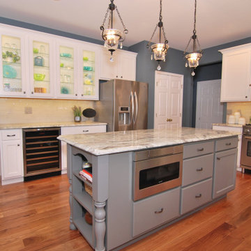 Refaced Gray & White Expansive Kitchen