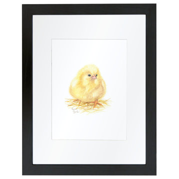 "Barnyard Littles" Chick Individual Framed Print, With Mat, Black, 18"x24"