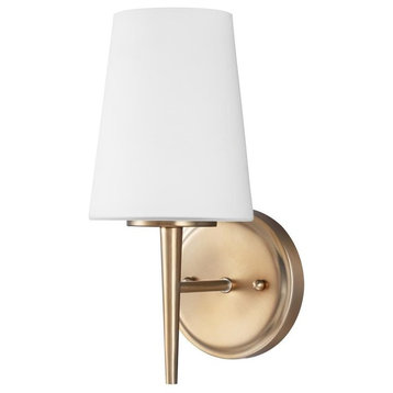 Driscoll 1-Light Wall/Bath Sconce, Satin Bronze With Etched Glass Painted