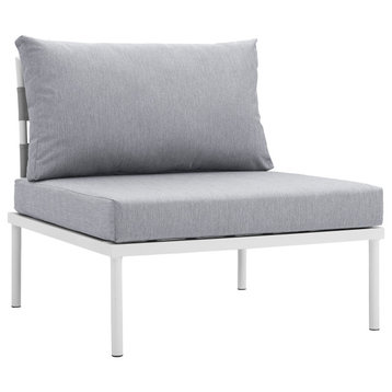 Harmony Armless Outdoor Aluminum Chair, White Gray