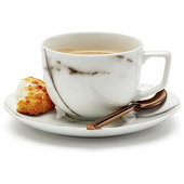 BergHOFF 4Pc Essentials Porcelain Espresso Cup 3.5 oz., and Saucers