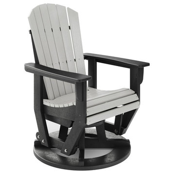 Ocean View HDPE Swivel Glider Chair, Black and Heron Gray