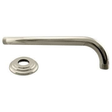 1/2" Ips X 10" 90-Degree Rain Shower Arm With Flange In Polished Nickel