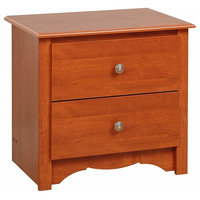Contemporary Nightstand, 2-Drawer and Open Cubbie for Quick Access