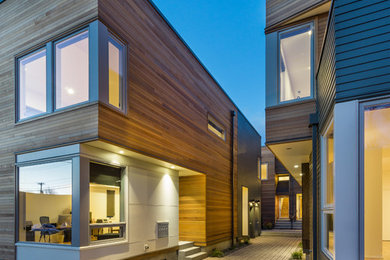 Modern wood exterior home idea in Portland