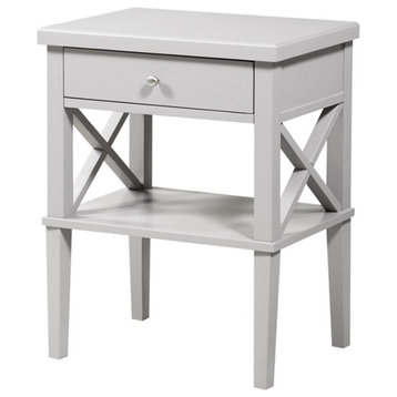 Comfort Pointe Marta Dove Gray 1-Drawer Wood Nightstand with Storage Shelf