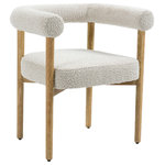 Meridian Furniture - Hyatt Boucle Fabric Upholsetered Dining Chair, Cream, Natural Finish - Perfect the look of your dining room with this Hyatt boucle fabric dining chair. Add two, four, or more of these sumptuously appointed dining chairs to the mix to add an elegant vibe for meals large and small. The solid wood chair frame with a natural finish coordinates with the sophisticated feel of the rich cream boucle fabric upholstery. A curvy back drives home the modern feel of this lovely chair.