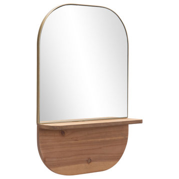 Meridian Shelf Mirror Gold and Brown