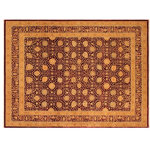 Bareens Designer Rugs - Turkish Knotted Istanbul Deena Drk. Red/Gold Wool Rug - 9'1'' x 11'9'' - Designed with a mesmerizing intricate traditional motif this glorious hand knotted rug is a masterpiece that will fill any space with sophistication and grace. An exhilarating color pallet with an elaborate design, this masterpiece features luxurious hand spun wool with all vegetable dyes to add comfort and style to your decor. The design, color and beautiful chromatic composition with a sheen in traditional and transitional designs, exude beauty, elegance and quality make this rug a masterpiece of its own.