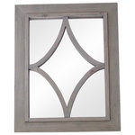 My Barnwood Frames - Decorative Mirror, August Series 30"x24" - Introducing our new August Style Grey Cedar mirror. Handcrafted window pane mirror with decorative curved design. This mirror is hand built at our woodshop in Provo Utah. It's the perfect size for any wall or bathroom, and the exterior dimensions measures 24x30 inches. The frame of the mirror is approximately 3 _ wide (which includes a .75 inch raised inside edge and a 2.5 inch outside frame). Size: 24"x30" (exterior dimensions). Satisfaction guaranteed. Excellent craftsmanship