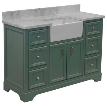 Zelda 48" Bathroom Vanity, Sage Green, Carrara Marble