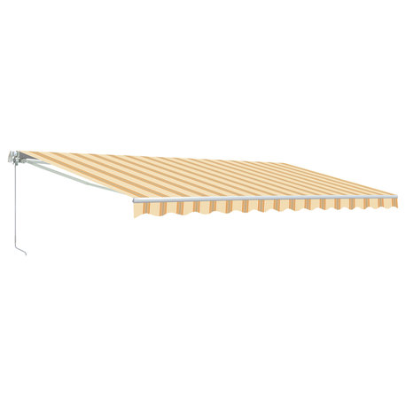 Aleko Retractable Motorized Awning, 16'x10', Multistripe Yellow