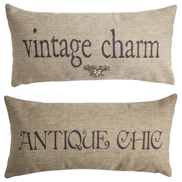 Vintage Charm/Antique Style Indoor OutdoorDouble Sided Pillow With Pin