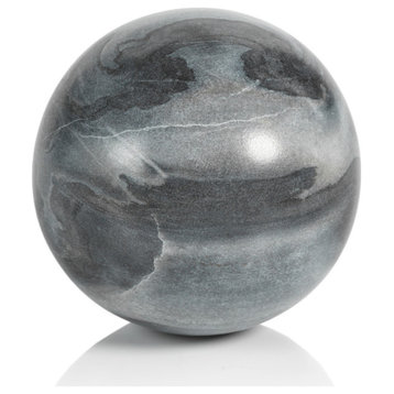 Monza 3.5" Gray Marble Fill Decorative Balls, Set of 4
