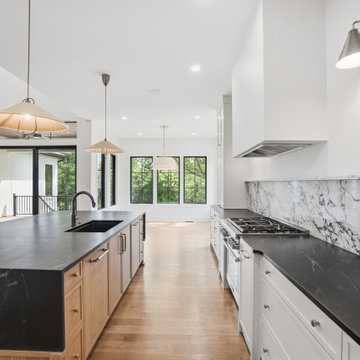 Custom Frameless Kitchen Paint and stain combination-skinny shaker