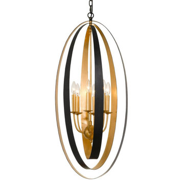Luna 6 Light Chandelier in English Bronze And Antique Gold