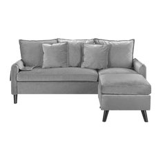Modern Classic Sectional Sofa, Light Gray