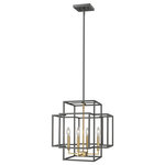 Z-Lite - 4 Light Pendant - Unique Rectangular Designs Create The Striking Look Of The Titania Collection. Perfect For Any Transitional Decor The Fixtures Use Unique Contrasting  Finishes Which Include A Black Frame With An Inner Fittings Of Brushed Nickel Or A Bronze Frame With An Inner Fittings Of Olde Brass.