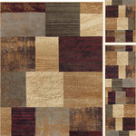 Tayse Rugs - Augusta Contemporary Geometric Area Rug, Multi-Color, 5'x7', 20''x60'', 20'' - This contemporary area rug is a handsome combination of intriguing design and engaging possibility. The textured pattern combines tones of antique ivory