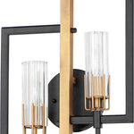 Maxim Lighting - Maxim Lighting 16112CLBKAB Flambeau - Two Light Wall Sconce - An exquisite collection featuring scalloped cylindrical Clear glass shades on unique metal frames finished in a combination of Black and Antique Brass. The cascading design of the chandeliers can be paired over a dining table or used as an entry fixture.   Warranty: 1 Year Mounting Direction: Up  Shade Included: YesFlambeau Two Light Wall Sconce Black/Antique Brass Clear Glass *UL Approved: YES *Energy Star Qualified: n/a  *ADA Certified: YES  *Number of Lights: Lamp: 2-*Wattage:60w E12 Candelabra Base bulb(s) *Bulb Included:No *Bulb Type:E12 Candelabra Base *Finish Type:Black/Antique Brass