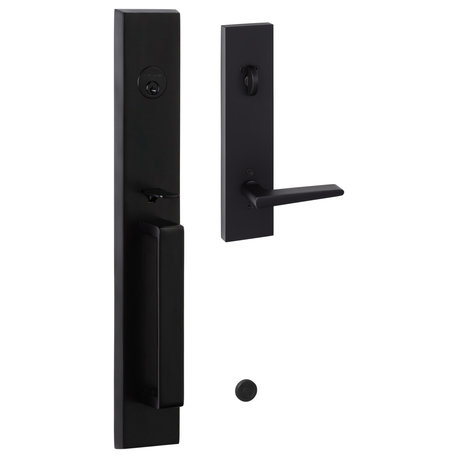 Ridgecrest Vail Handle Set With Basel Lever Interior Trim, Flat Black