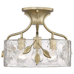 Golden Lighting - Calla 3-Light Semi-Flush, White Gold With Hammered Water Glass - Tastefully convey your love of nature with the beautiful Calla Collection. Decorative elements like Hammered Water Glass and plant-like metal details take center stage in the transitional design. Choose between contemporary Natural Black or sophisticated White Gold.