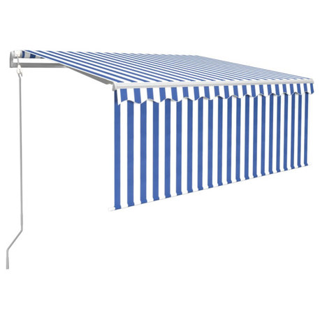vidaXL Electric Awning Retractable Canopy Sunshade Shelter Blue and White