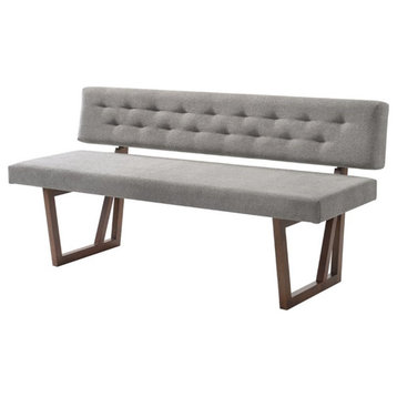 Modrest Jordan 18" Modern Rubber Wood & Fabric Dining Bench in Gray