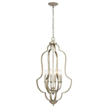 6 Light Pendant in Traditional Style - 34 Inches tall and 18 inches wide