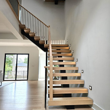 Project #124 | Contemporary Red Oak and Steel Staircase