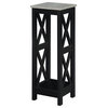 Convenience Concepts Oxford Tall Plant Stand in Black Wood and Faux Cement Top