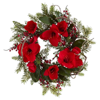 24" Amaryllis Wreath, Red