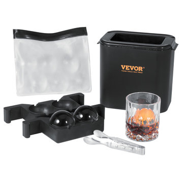 VEVOR Ice Ball Maker Black Round Silicon Ice Cube Ball Maker Tray 2 Large Sphere