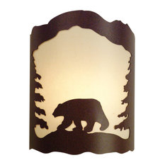 Black Bear Wall Sconce, Right Facing, Frontier Rust Finish, Direct Wired