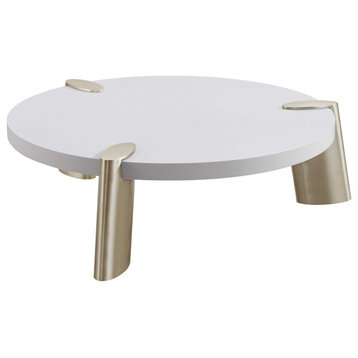HomeRoots 40" X 40" X 13" Matte White Finish Coffee Table