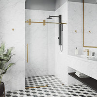 VIGO Elan 60" to 64" W x 74" H Frameless Sliding Shower Door, Matte Gold, Clear Glass