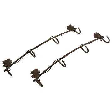The Winery Set of 2 Bronze Rows of Cup Hooks