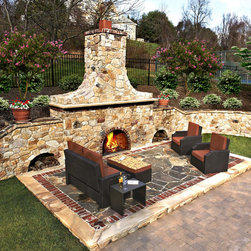 Outdoor Masonry Stone Fireplace - Outdoor Fireplaces